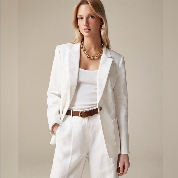 J. Crew Blazer in stretch linen blend, white, size 0